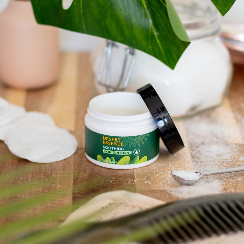 Desert Essence Tea Tree Oil Skin Ointment - 1 Fl Ounce - Pack of 2 - Jojoba & Lavender Essential Oils - Vitamin E - Sweet Almond Extract - Moisturizer For Dry Skin, Skin Irritations, Cuticles 1 Fl Oz (Pack of 2) - BeesActive Australia