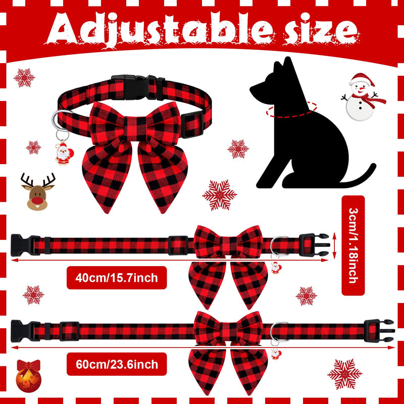 4 Pcs Christmas Dog Collar with Bowtie Adjustable Plaid Dog Collar Red Green Soft Holiday Dog Collars with Removable and Plastic Buckle Bow for Male Female Small Medium Large Dogs Pets - BeesActive Australia