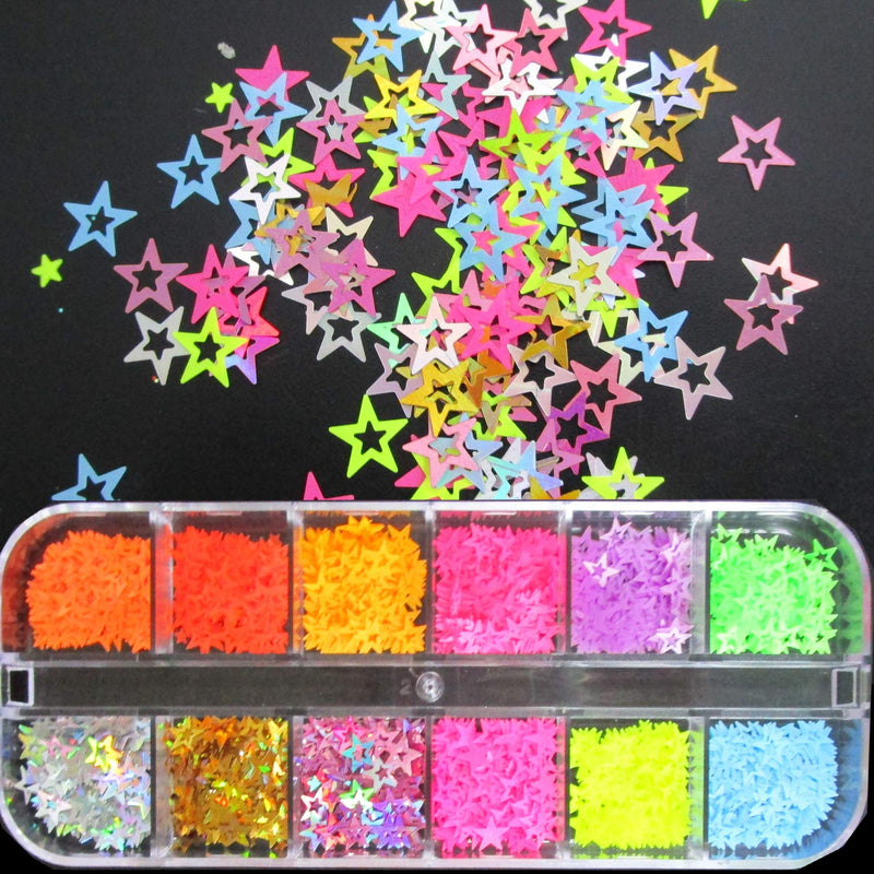 Fluorescence Butterfly Star Nail Glitter Sequins Mixed Holographic Heart Irregular Chunky Glitter Flakes Paillette Festival Rave Cosmetic Crafts Resin Accessories Tips Decor (Butterfly Star Heart) Butterfly Star Heart - BeesActive Australia