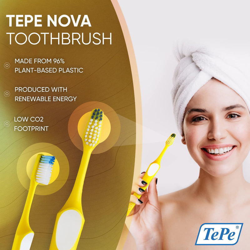 TEPE Nova Medium Toothbrush for simple and easy access to the back teeth / 1 x Nova Medium brush - BeesActive Australia