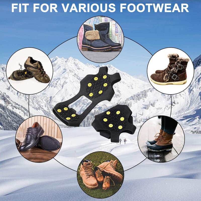 OROOTL Ice Snow Cleats for Shoes and Boots Snow Traction Crampons for Men Women Kids Anti Slip Spikes Overshoe Winter Ice Cleats Stretch Footwear for Walking on Snow and Ice S (Men:2.5-4 / Women:4-5.5) - BeesActive Australia