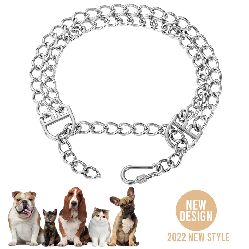 W/W Lifetime Dog Chain Collar Walking Metal Chain Collar with Design Secure Buckle, Cuban Link 24MM Strong Heavy Duty Chew Proof for Small Medium Dogs S (Suits Dog Neck 10" to 16") Silver - BeesActive Australia