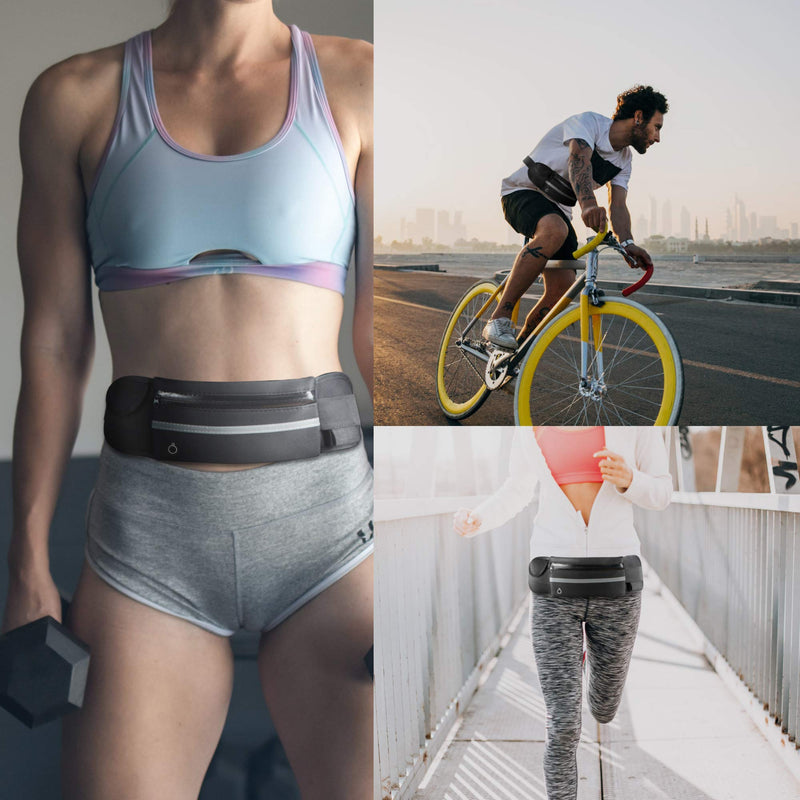 Running Belt Waist Packs,Workout Fanny Pack,Ultra Light Bounce Free Waist Pouch Fitness Workout Belt Sport Waist Pack for Women Men,Adjustable Waistband Bag for All Kinds of Phone (Black) Black - BeesActive Australia