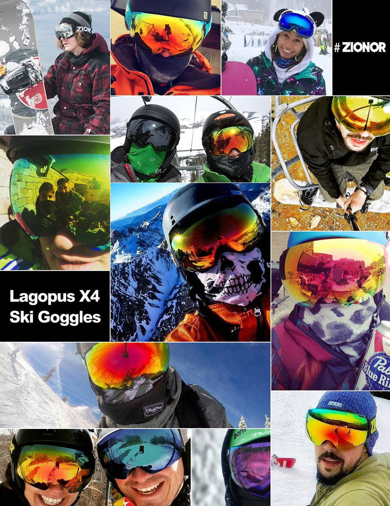 ZIONOR X4 Ski Snowboard Snow Goggles Magnet Dual Layers Lens Spherical Design Anti-Fog UV Protection Anti-Slip Strap for Men Women A0-lagopus X4 Black Frame Revosilverlens Vlt 8.59% ZIONOR Lagopus X4 Complete Goggles - BeesActive Australia