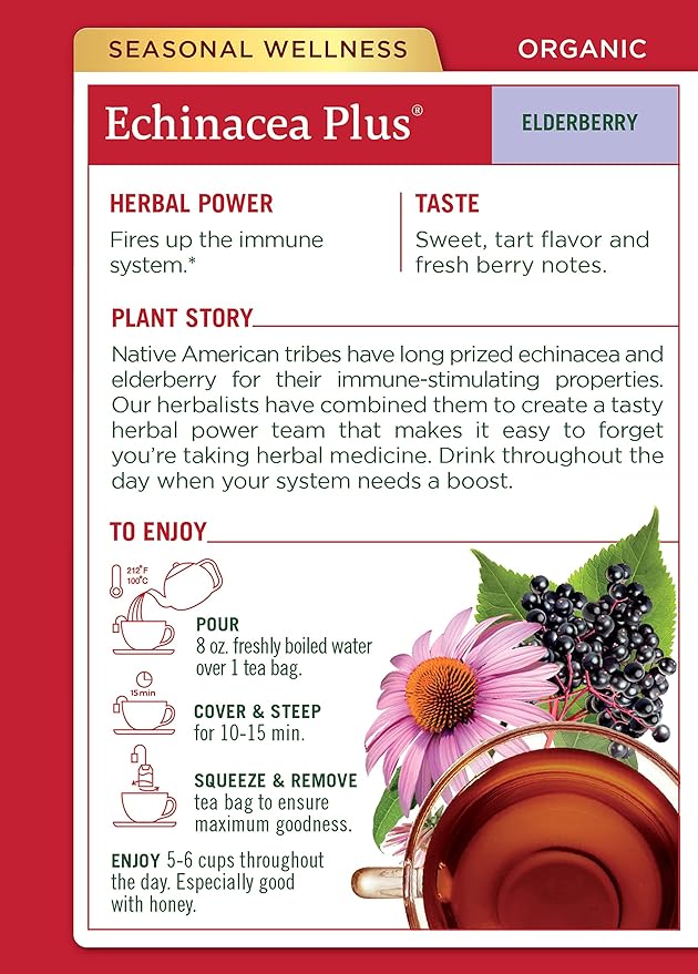 Traditional Medicinals Organic Echinacea Elder 16 Tea Bags - BeesActive Australia