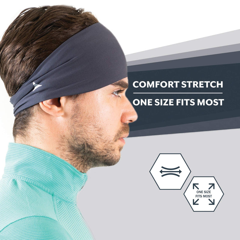 French Fitness Revolution Mens Headband - Guys Sweatband & Sports Headband for Running, Crossfit, Working Out. Versatile Charcoal Grey - BeesActive Australia