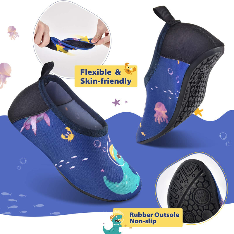 WAWSAM Toddler Kids Water Shoes - Non-Slip Swim Barefoot Beach Aqua Socks for Boys Navy 4.5-5.5 Toddler - BeesActive Australia