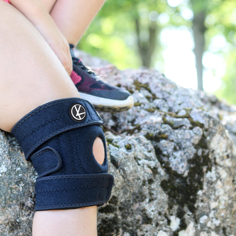 KARM Kids Knee Support Brace - Childs Knee Support for Children - Girls & Boys | Osgood Schlatter Knee Support Kids | Arthritis Pain & Knee Conditions & Sports | Adjustable Compression (Black) One Size Black - BeesActive Australia