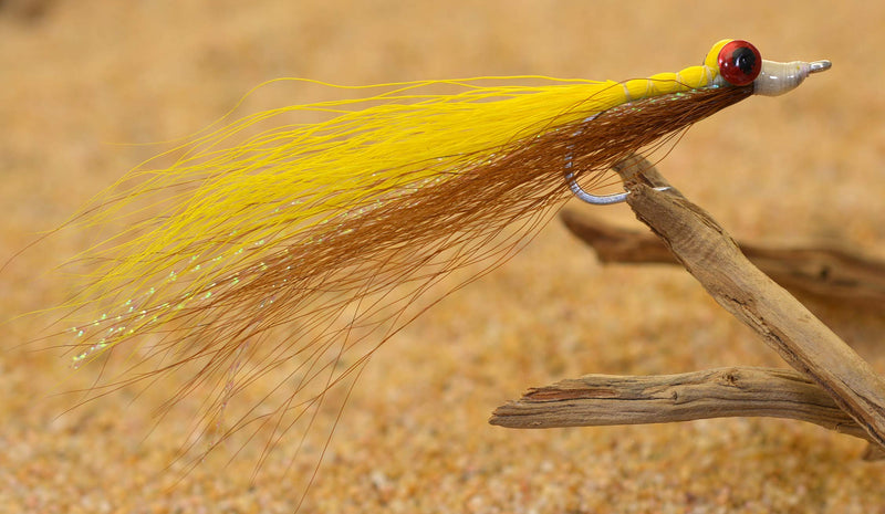 Clouser Minnow Fishing Flies - Yellow & Brown - Mustad Signature Duratin Fly Hooks - 6 Pack Hook #2 - BeesActive Australia