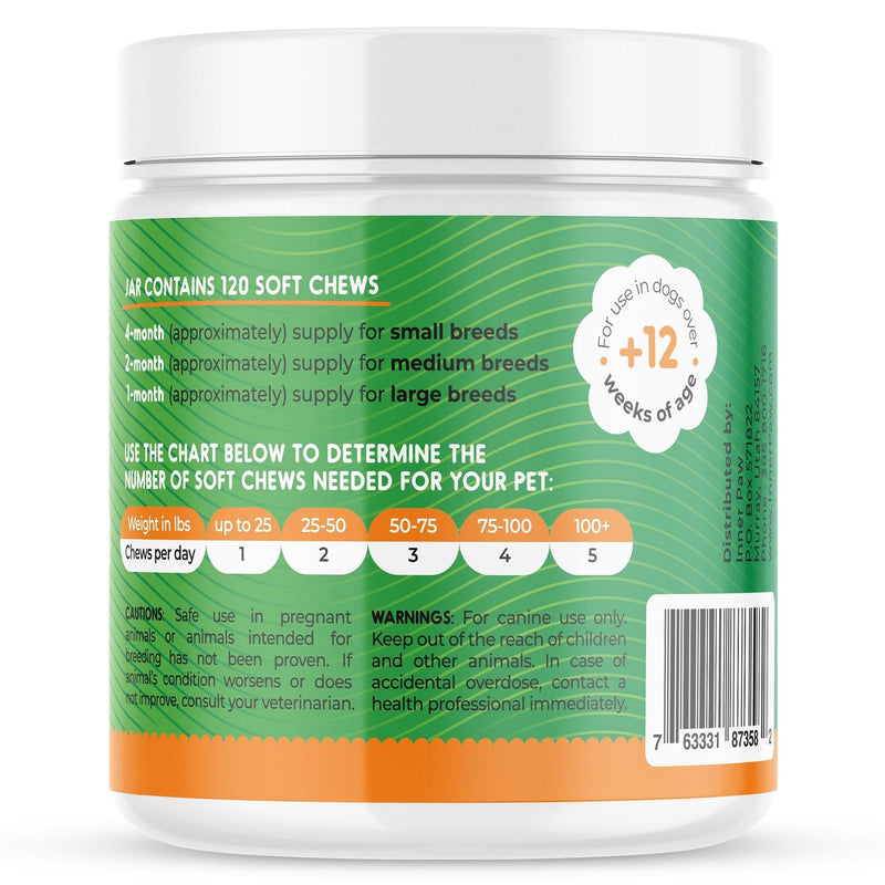 Inner Paw Probiotic Chews for Dogs – 120 Soft Chews Dog Vitamins and Supplements - Natural 2 Billion CFU Dog Digestive Enzymes -Delicious Chicken Flavor – Supports Gut and Immune Health - BeesActive Australia