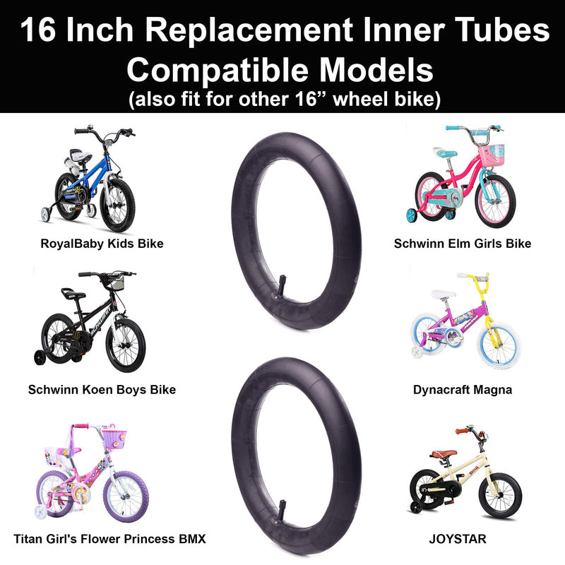 16'' x 1.75/1.95/2.15 Inner Tubes (2-Pack) | Compatible with Most 16’’ Kid Bikes Like RoyalBaby, Schwinn, Dynacraft Magna and Titan - Made from BPA/Latex Free Premium Quality Butyl Rubber - BeesActive Australia