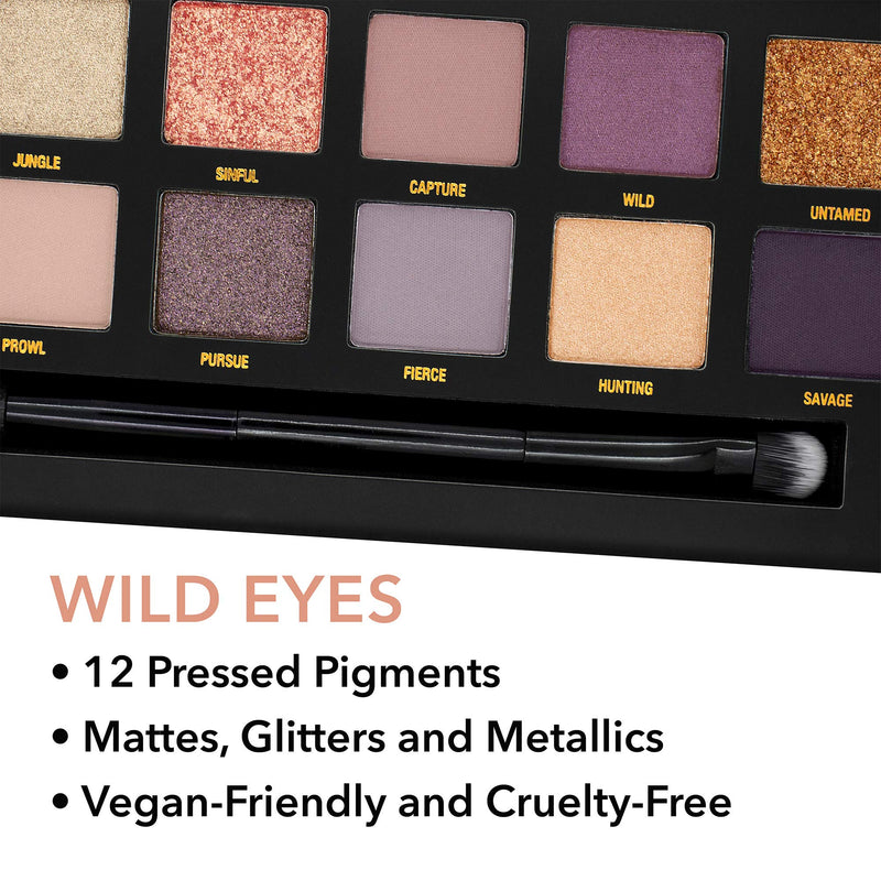 W7 Wild Eyes Eyeshadow Palette - 14 Natural, Purple Smoke Colors - Flawless Long-Lasting Makeup - BeesActive Australia