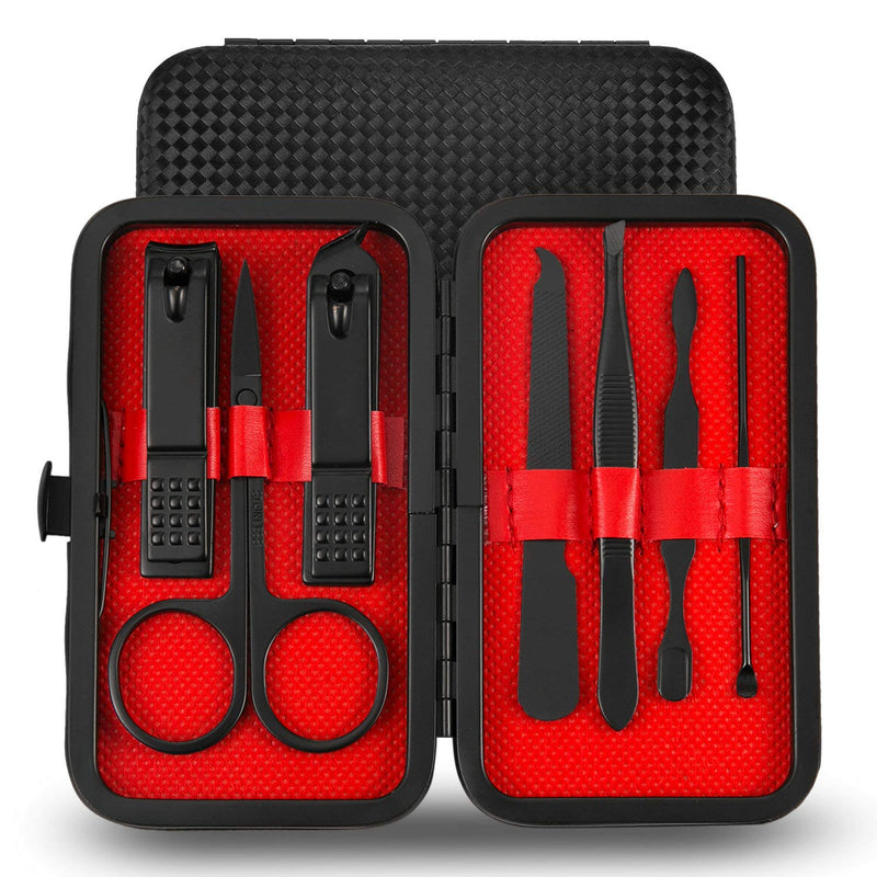 Jwxstore Manicure Set, Pedicure Kit, Nail Clippers, Professional Grooming Kit, Nail Tools with Luxurious Travel Case for Men and Women (7 In 1 Black) 7 In 1 Black - BeesActive Australia