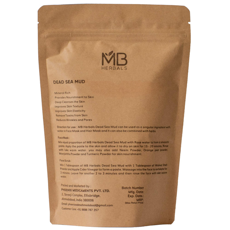 MB Herbals Dead Sea Mud 227 Gram | Half Pound | Nourishes Exfoliates Softens & Detoxify the Skin | DRY CLAY POWDER - BeesActive Australia