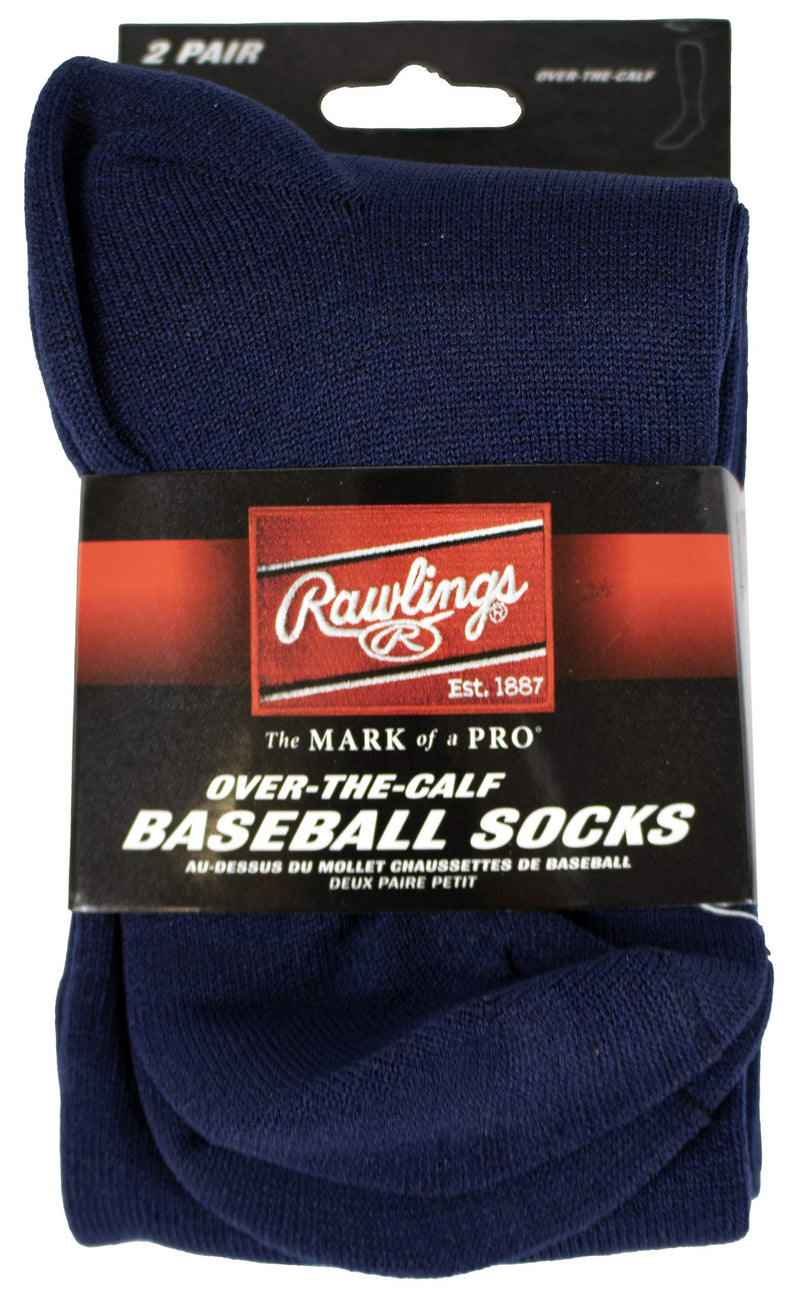 [AUSTRALIA] - Rawlings Baseball Socks 2 Pair Large Navy Blue 