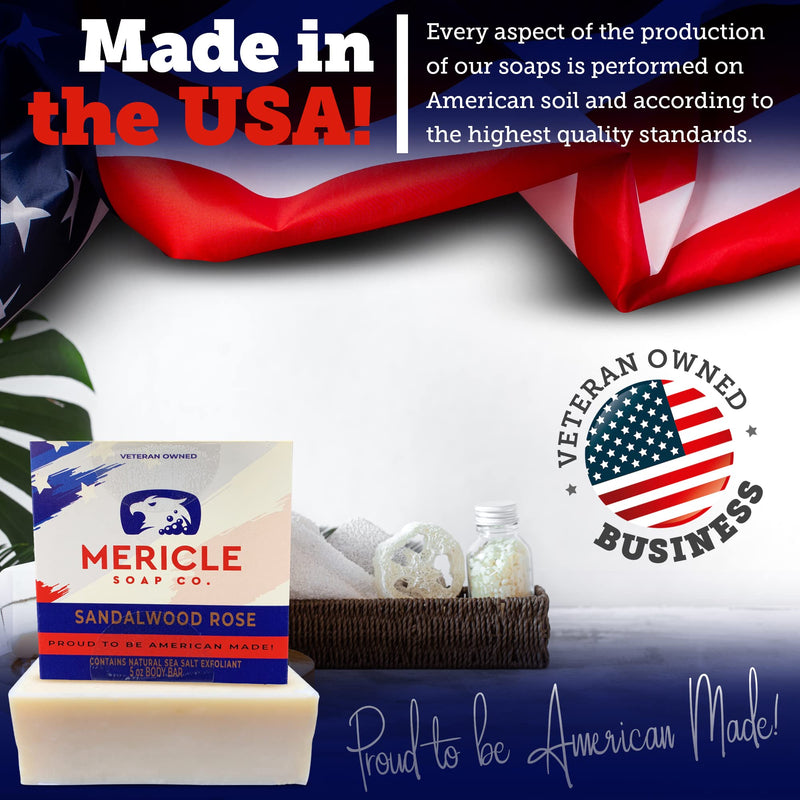 Mericle Soap Co. Sandalwood Rose Organic 5oz Body Bar | Traditional Cold Process Technology | 100% Organic & Natural Ingredients | No Chemicals or Preservatives | Made in the USA - Pack of 2 5.00 Ounce (Pack of 2) - BeesActive Australia
