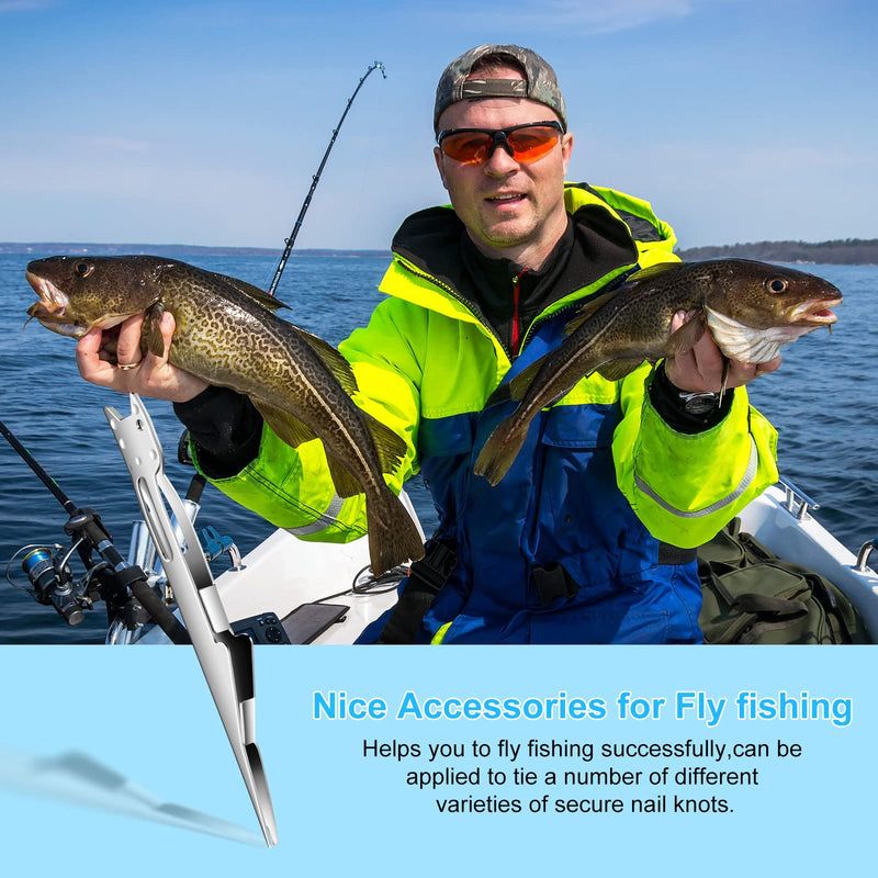 Charniol Tie Fast Knot Tyer Fishing Knot Tying Tool Quick Tie Fishing Knot Tool Nail Knot Tying Tool for Hooks, Lures and Lines, Fly Fishing Angler Accessories, Silver - BeesActive Australia