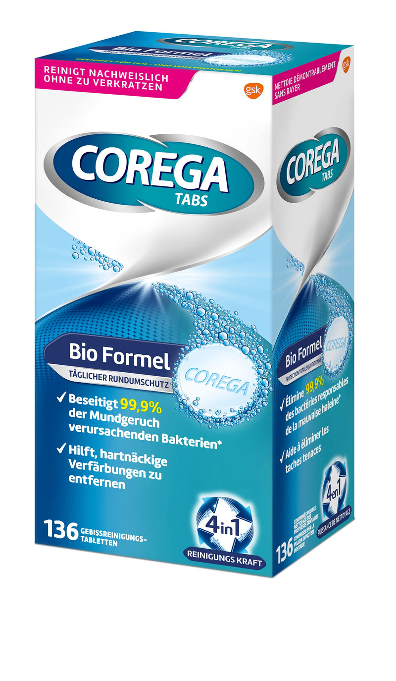 Corega Cleansing TABS Bio Formula for Removable Dentures/Third Teeth Cleaning Tablets 136 ml - BeesActive Australia