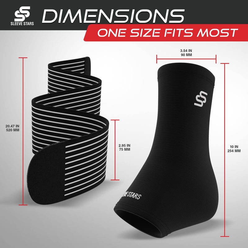 Sleeve Stars Ankle Braces for Plantar Fasciitis Relief, Ankle Wrap & Ankle Support for Women & Men w/Foot Strap for Sprained Ankle & Heel Protectors Sleeve, Heel Brace for Heel Pain (Pair/Black) - BeesActive Australia
