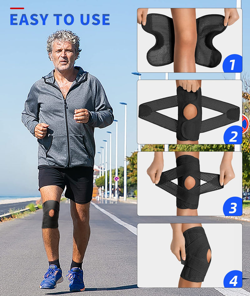 ZEAMO Professional Knee Braces for Knee Pain with Gel Pad for Tendonitis, Meniscus Tear, Arthritis Pain Relief, Knee Sleeve for Workout Women and Men (Black X-Large) - BeesActive Australia