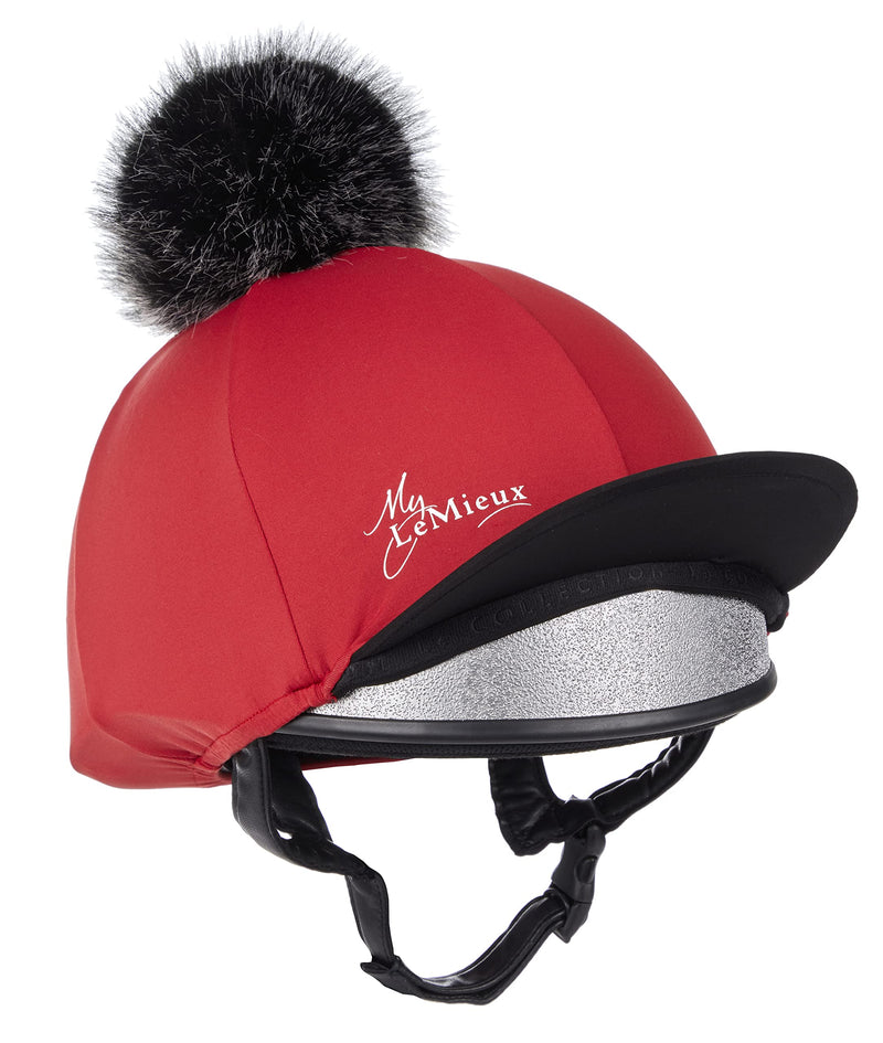 LeMieux Pom Pom Horse Riding Hat Silk with 4 Way Stretch Fabric Coordinates with Base Layers & Saddle Pads - Equestrian Headgear Chilli One Size - BeesActive Australia