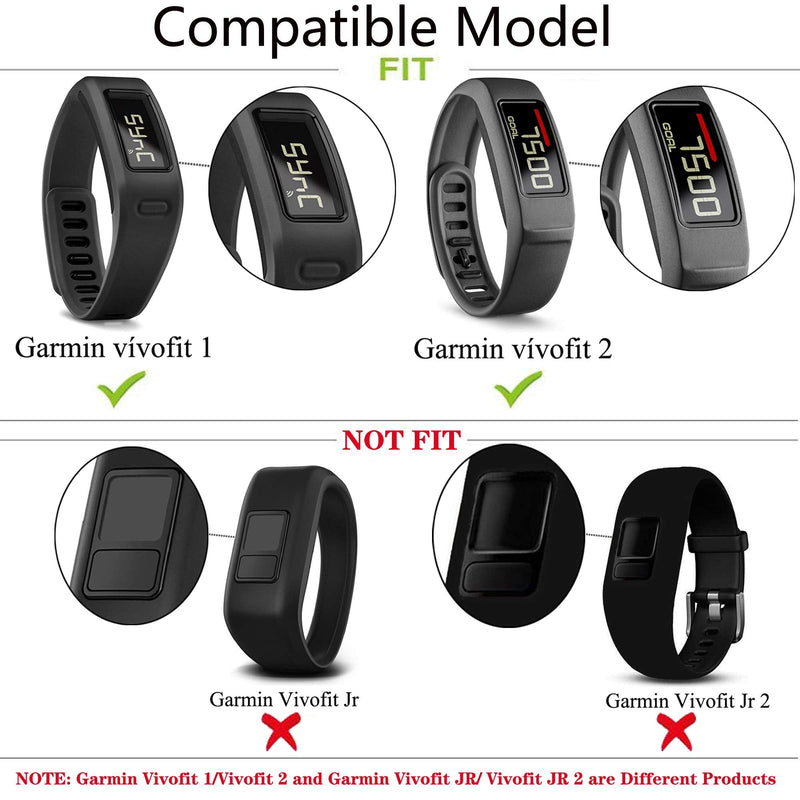 QGHXO Band for Garmin Vivofit 1 / Vivofit2, Soft Silicone Replacement Watch Band Strap for Garmin Vivofit 1 / Vivofit 2 Activity Tracker, Small, Large, Ten Colors Black&Slate&Red - BeesActive Australia