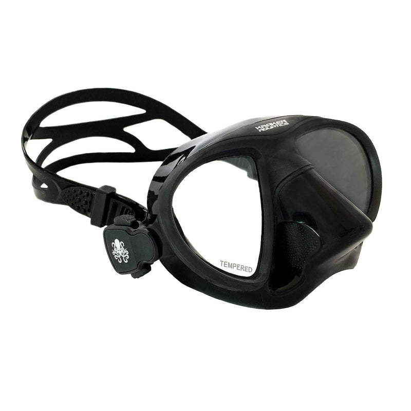 [AUSTRALIA] - Kraken Aquatics Freediving Spearfishing Mask with Silicone Skirt and Strap | Storage Case Included Black 