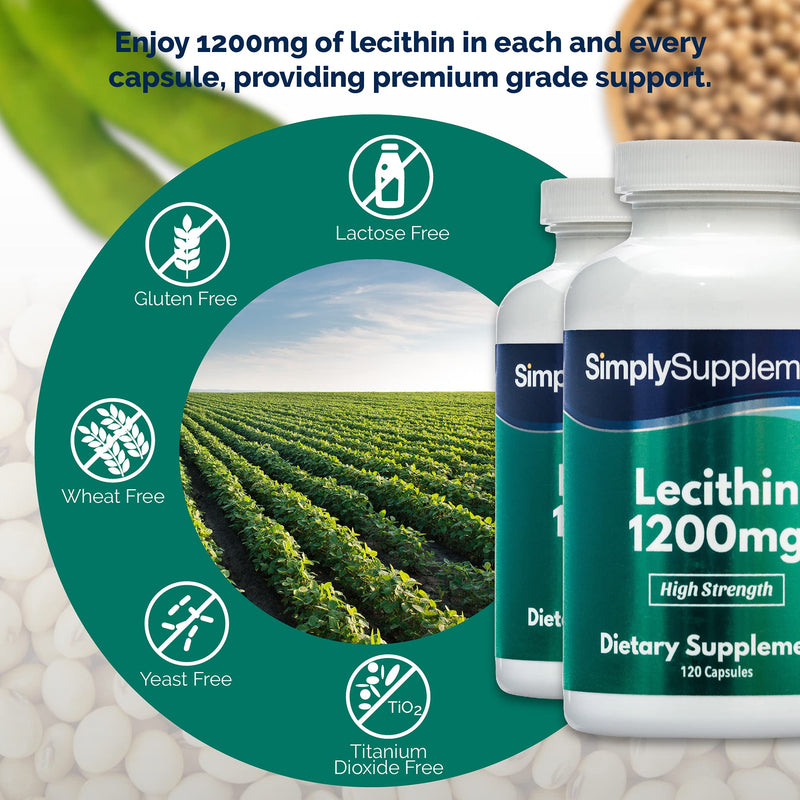 Soy Lecithin Capsules 1200mg | 120+120 (240) Capsules | Manufactured in The UK 240 Count (Pack of 1) - BeesActive Australia