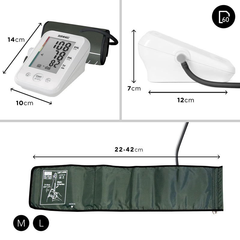 Duronic Blood Pressure Monitor Machine for Home Use BPM150 Electric Automatic Upper Arm BP Heart Rate Detector Medically Certified 22cm-42cm Cuff - BeesActive Australia