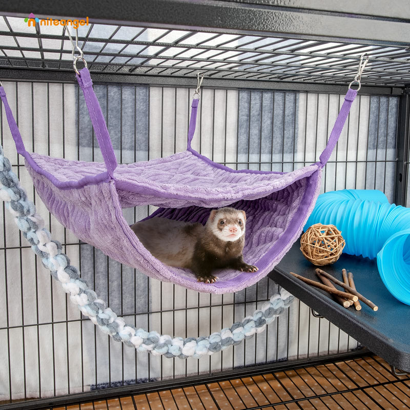 Niteangel Luxury Double Bunkbed Hammock, Fit 2 Adult Ferrets or 5 More Adult Rats Purple - BeesActive Australia