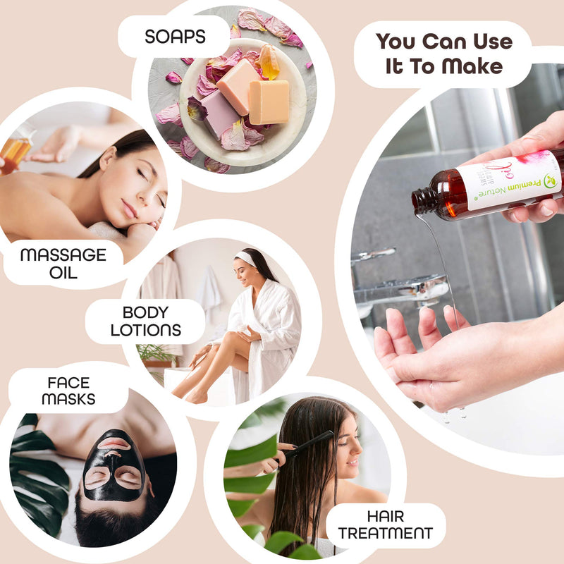 Sweet Almond Oil Carrier Oil - Cold Pressed Pure Natural Body Massage Oil Carrier Oil for Essential Oils Mixing, Baby Oil Dry Skin Face Hair Moisturizer Makeup Remover 4 oz - BeesActive Australia