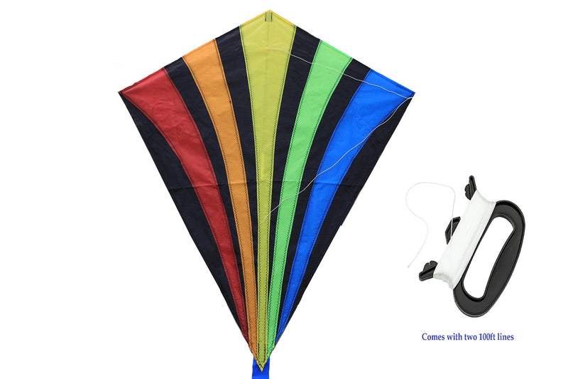 [AUSTRALIA] - Rainbow Delta and Diamond Kite (2sets) Kite for Kids Kite for Adults Easy Flying with Tail Flyer line and Handle Perfect for Outdoor Fun Beach Toys and Park Sports Comes with Carrying Bag 
