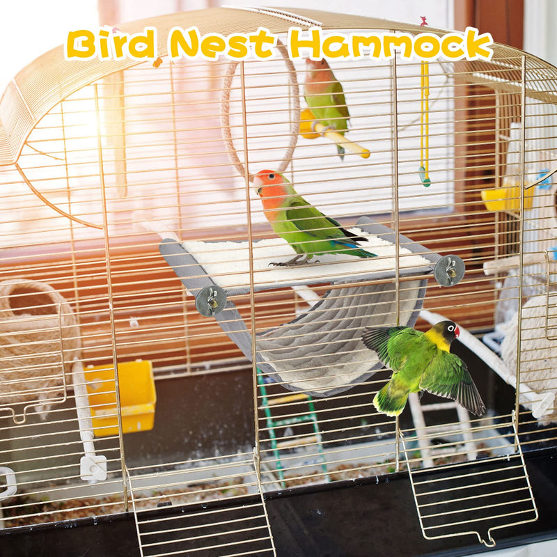 BWOGUE Winter Warm Bird Nest Bed Hanging Hammock Snuggle Hut Parrot House Tent Toy Bird Cage Perch for Parakeet Budgies Cockatiels Lovebird Cockatoo Finch Hamster Chinchilla Guinea Pig Grey - BeesActive Australia