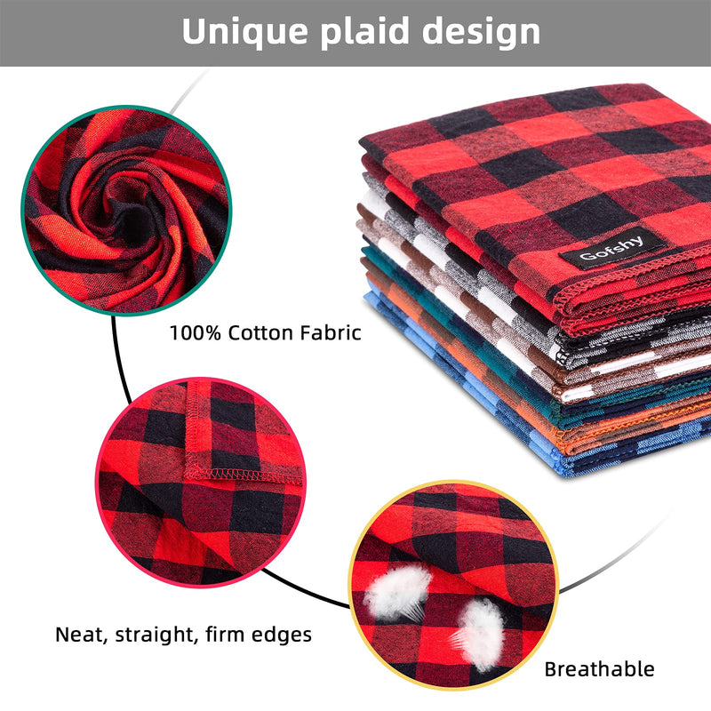 Gofshy Dog Bandanas -6PCS Dog Gifts Red Blue Green Orange Black Brown Buffalo Plaid Dog Scarf Adjustable Dog Accessories Kerchief for Small Medium Large Dogs Cats Puppy Bandanas - BeesActive Australia