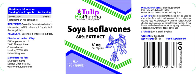 SOYA Isoflavones 80% Extract 120 Capsules, 3rd Party Lab Tested, High Strength Supplement, Gluten and GMO Free - BeesActive Australia