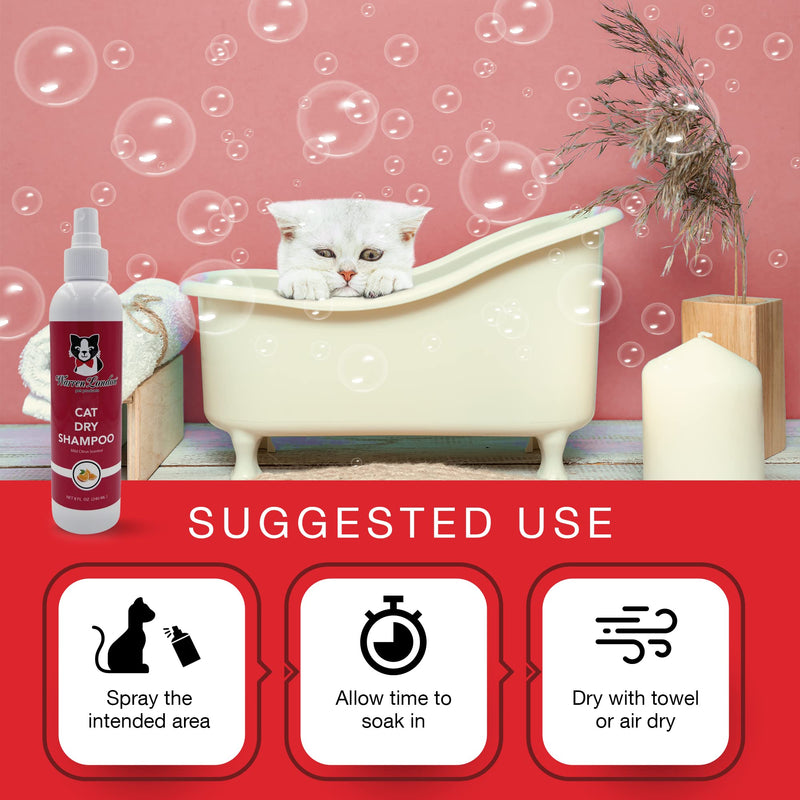 Warren London Cat Dry Shampoo | No Rinse Shampoo Cat Cleaner with Neem Oil & Coconut | Kitty Shampoo On The Go | Made in USA - BeesActive Australia