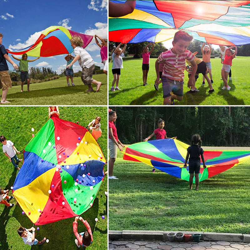 [AUSTRALIA] - MountRhino Kids Parachute,6ft Play Parachute with 9 Handles - Multicolored Parachute for Kids,Kids Play Parachute for Indoor Outdoor Games Exercise Toy Rainbow 6ft 9 Handles 