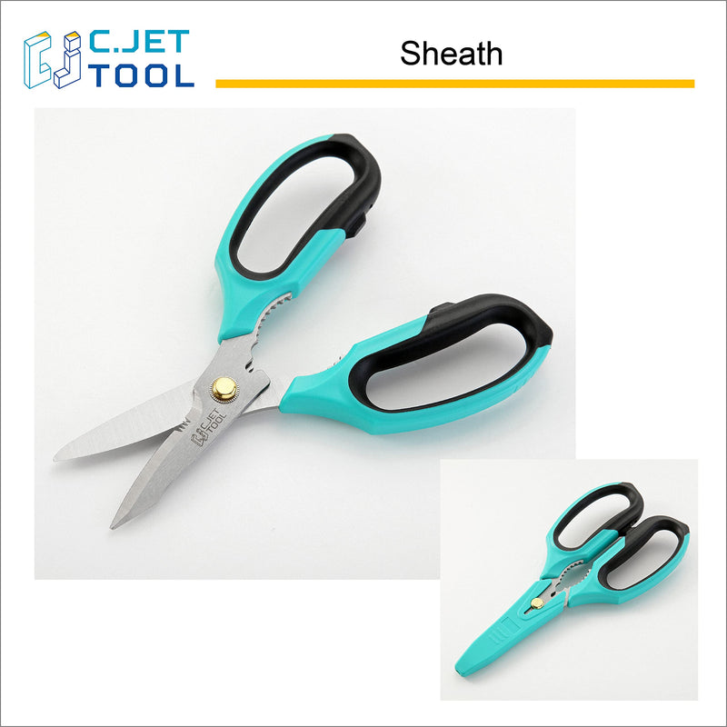 C.JET TOOL 8" Sharp Stainless Kitchen Scissors Meat Vegetables Herbs Food Cutting Shear Heavy Duty Cooking Scissors with Soft Grip Utility Multi-Purpose Carton Opening Tip Blade (Turquoise) Turquoise - BeesActive Australia