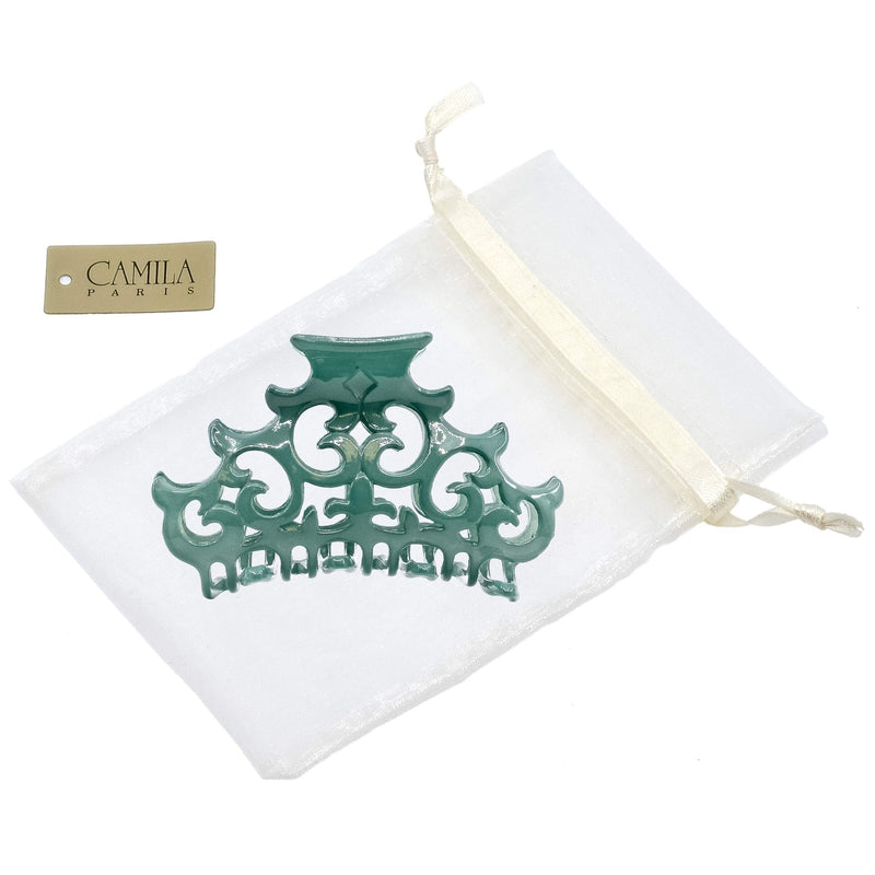 Camila Paris CP2403 French Hair Clip for Women, Large Green, Antique, Girls Hair Claw Clips Jaw Fashion Durable and Styling Hair Accessories for Women, Made in France Green 3.5" - BeesActive Australia