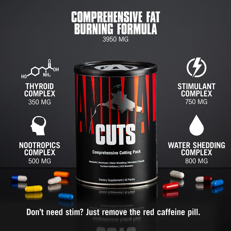 Animal Cuts Thermogenic Fat Burner - Nootropic Weight Loss Management Diet Pills for Men and Women for Focus and Brain Support with Ketones Pill Packs Multicolor - BeesActive Australia