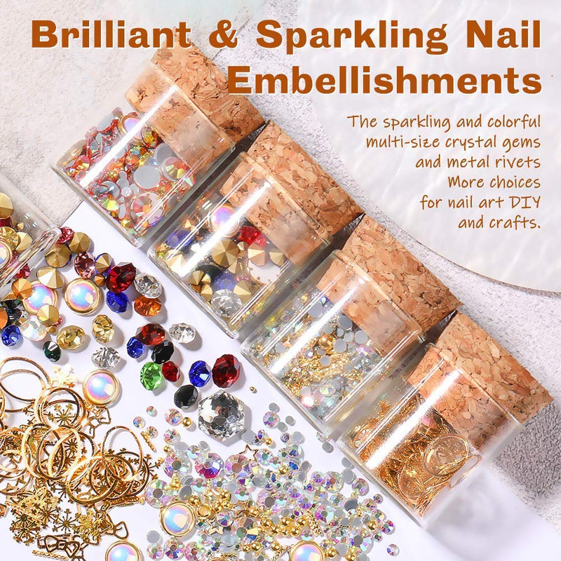 Morovan Nail Kit Nail Gems Rhinestone Nail Art Nail Glue Gel 0.5oz Mutishape K9 Glass Crystal Nail Rhinestones jewels with Dotting Pen Tweezer Nail Supplies for Acrylic Nails DIY Craft Nail Assecories - BeesActive Australia