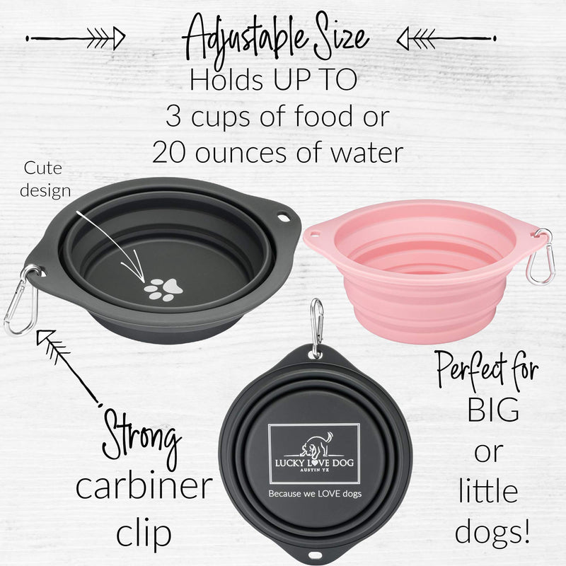 Lucky Love Dog Travel Dog Bowl | Collapsible Compact Water Dog Dish Rose - BeesActive Australia