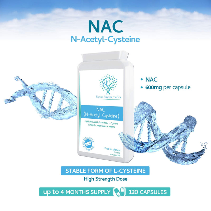N-Acetyl Cysteine (NAC) 600 mg 120 Capsules - UK Manufactured and Suitable for Vegans & Vegetarians - BeesActive Australia