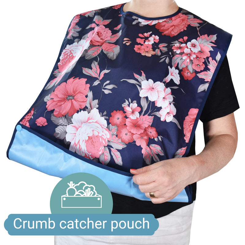 Celley 2 Pack Adult Bibs for Eating with Crumb Catcher Washable and Reusable Clothing Protectors for Elderly Women - BeesActive Australia