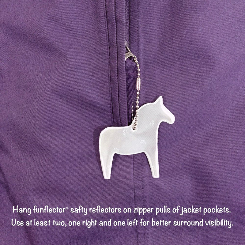 funflector Safety Reflectors - Animals - Ultra Bright, Stylish Reflective Gear for Jackets, Bags, Backpacks, Strollers and Wheelchairs - Made in USA Dala Horse-2-pack - BeesActive Australia