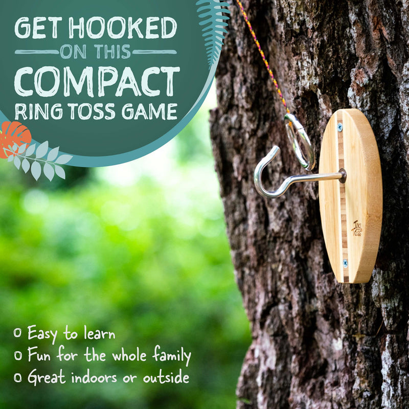 Tiki Toss Hook and Ring Toss Game for Adults & Kids - Surfboard Edition - Short Board with String and Hooks to Play Indoor and Outdoor Games Original - BeesActive Australia