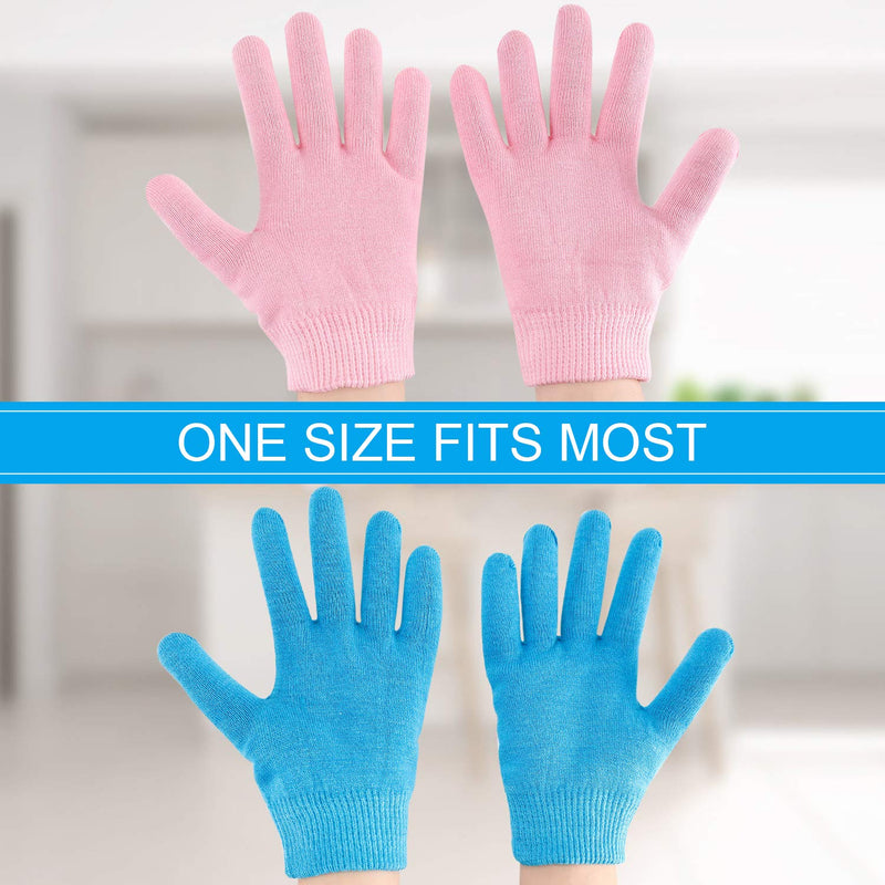 (2 Pairs) Moisturizing Glovers,Soft Moisturizing Gel Glovers, Gel Spa Glovers For Repairing and Softening Dry Cracked Hand Skins, Gel Lining Infused with Essential Oils and Vitamins (Blue & Pink) Blue & Pink - BeesActive Australia