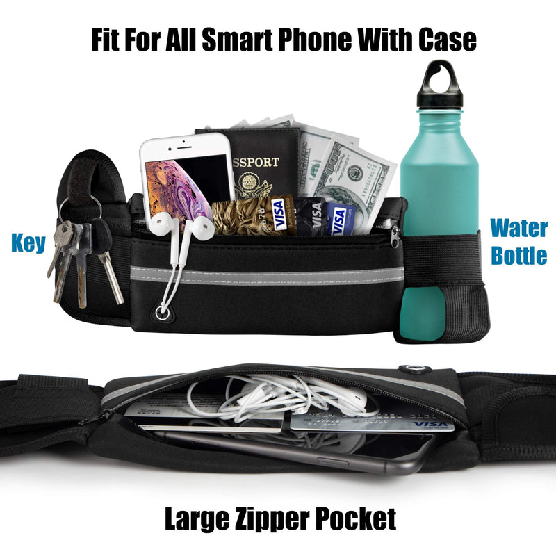 Running Belt Waist Packs,Workout Fanny Pack,Ultra Light Bounce Free Waist Pouch Fitness Workout Belt Sport Waist Pack for Women Men,Adjustable Waistband Bag for All Kinds of Phone (Black) Black - BeesActive Australia