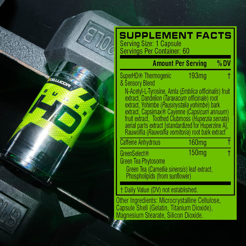 Cellucor Super HD for Men & Women - Enhance Focus and Increase Energy - Capsimax, Green Tea Extract, 160mg Caffeine & More 60 Servings - BeesActive Australia