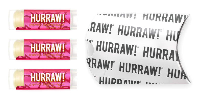 Hurraw! Kapha (Grapefruit, Ginger, Eucalyptus) Lip Balm, 3 Pack: Organic, Certified Vegan, Cruelty and Gluten Free. Non-GMO, 100% Natural Ingredients. Bee, Shea, Soy and Palm Free. Made in USA - BeesActive Australia